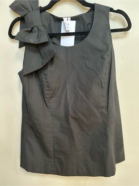Anthropologie SINE Sz 4 Black Bow-Shoulder Shell Blouse Top